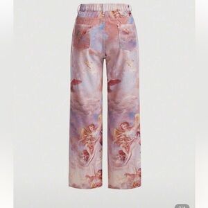 Angel Print Wide-Leg Jeans and corset top (set)